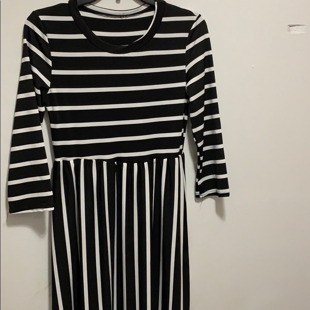 Black and white stripe maxi dress